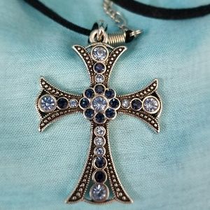 Lia Sophia blue cross necklace